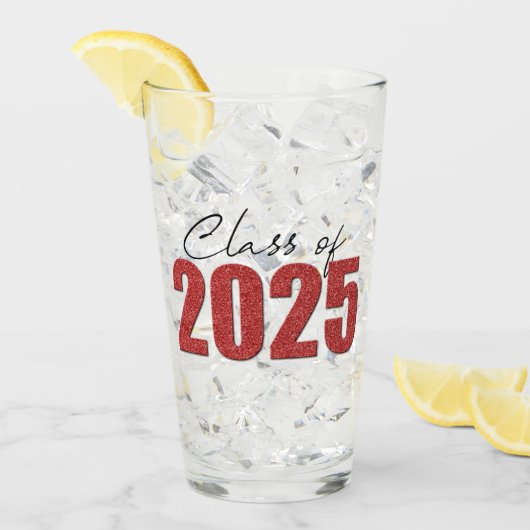 Red Glitter Klasse van 2025 Glas (Voorkant ijs)