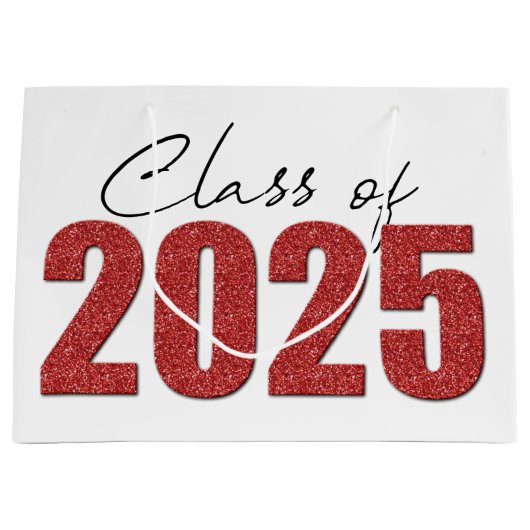 Red Glitter Klasse van 2025 Groot Cadeauzakje (Voorkant)