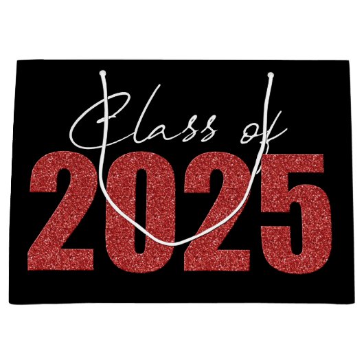 Red Glitter Klasse van 2025 Groot Cadeauzakje (Voorkant)