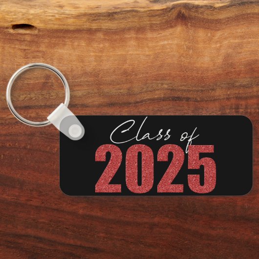 Red Glitter Klasse van 2025 Sleutelhanger (Achterkant)