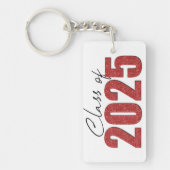 Red Glitter Klasse van 2025 Sleutelhanger (Voorkant)