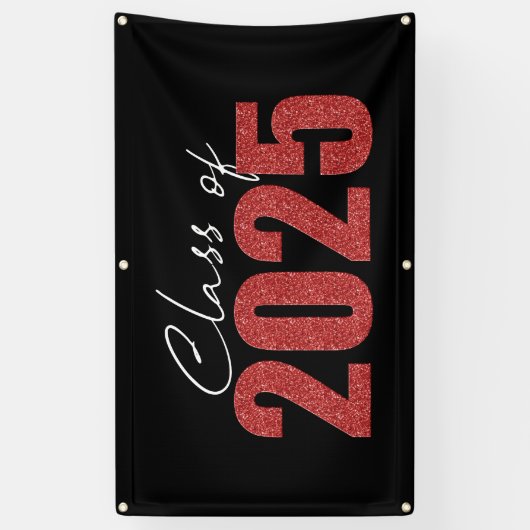 Red Glitter Klasse van 2025 Spandoek (Verticaal)