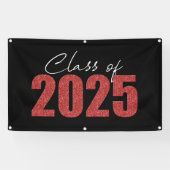 Red Glitter Klasse van 2025 Spandoek (Horizontaal)
