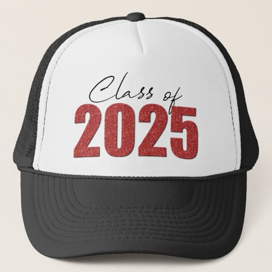 Red Glitter Klasse van 2025 Trucker Pet (Voorkant)