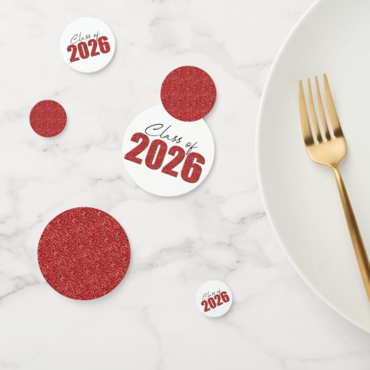 Red Glitter Klasse van 2026 Confetti (Groep)