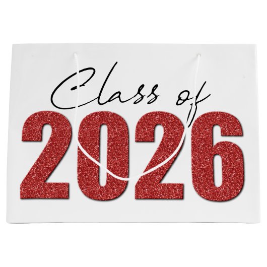 Red Glitter Klasse van 2026 Groot Cadeauzakje (Voorkant)