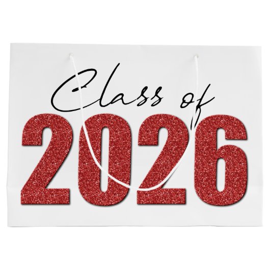 Red Glitter Klasse van 2026 Groot Cadeauzakje (Achterkant)