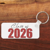Red Glitter Klasse van 2026 Sleutelhanger (Voorkant)