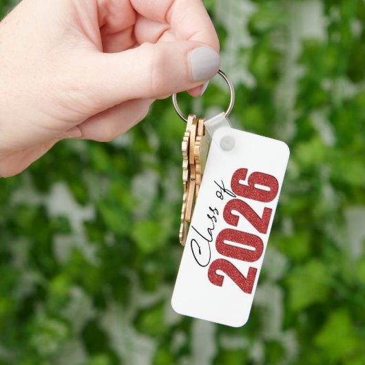 Red Glitter Klasse van 2026 Sleutelhanger (Hand)