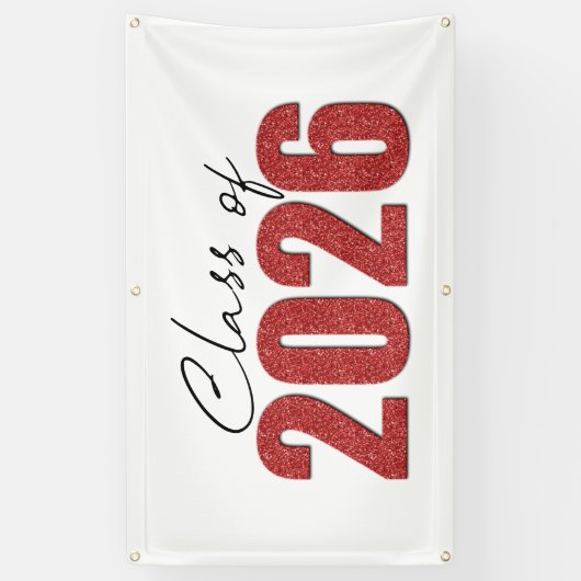 Red Glitter Klasse van 2026 Spandoek (Verticaal)