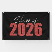 Red Glitter Klasse van 2026 Spandoek (Horizontaal)