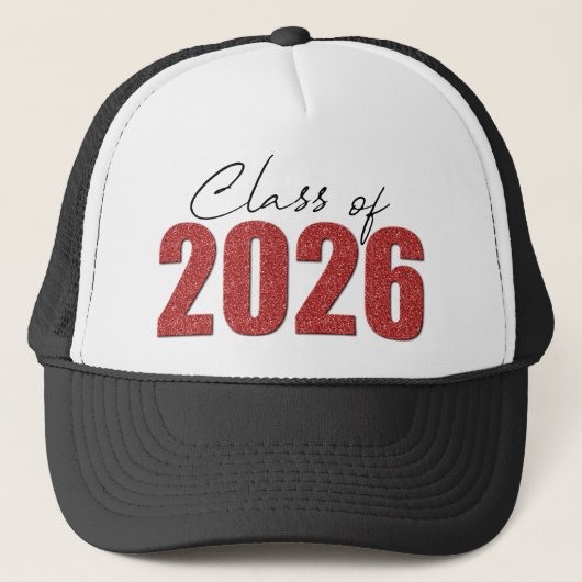 Red Glitter Klasse van 2026 Trucker Pet (Voorkant)