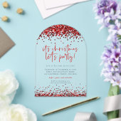 Red Glitter laat kerstfeest acryl Acryl Uitnodigingen (Insitu (Huwelijk))