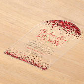 Red Glitter laat kerstfeest acryl Uitnodigingen (Laagn)