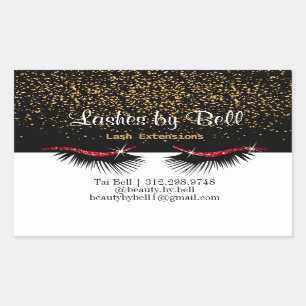 Red Glitter Lashes Rechthoekige Sticker
