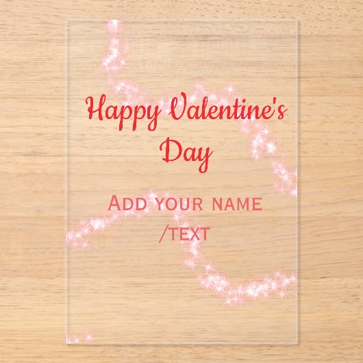 Red glitter lines happy Valentine's day spiral nam Acryl Uitnodigingen (Voorkant)