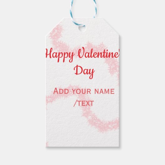 Red glitter lines happy Valentine's day spiral nam Cadeaulabel (Voorkant)