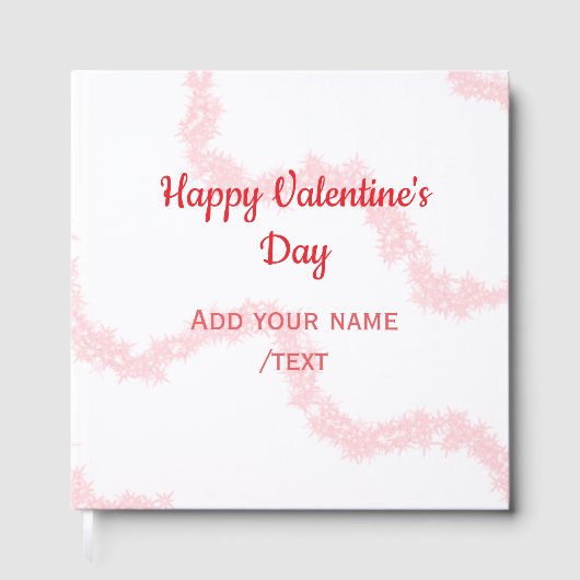 Red glitter lines happy Valentine's day spiral nam Gastenboek (Voorkant)