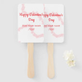 Red glitter lines happy Valentine's day spiral nam Handwaaier (Voorkant en achterkant)