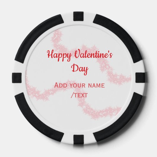 Red glitter lines happy Valentine's day spiral nam Poker Chips (Voorkant)