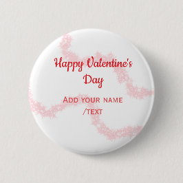 Red glitter lines happy Valentine's day spiral nam Ronde Button 5,7 Cm