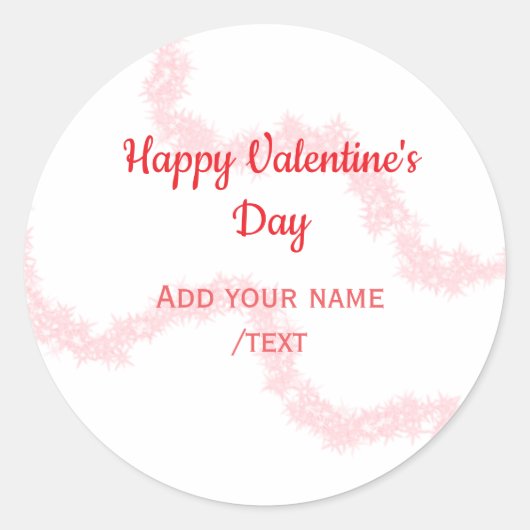 Red glitter lines happy Valentine's day spiral nam Ronde Sticker (Voorkant)