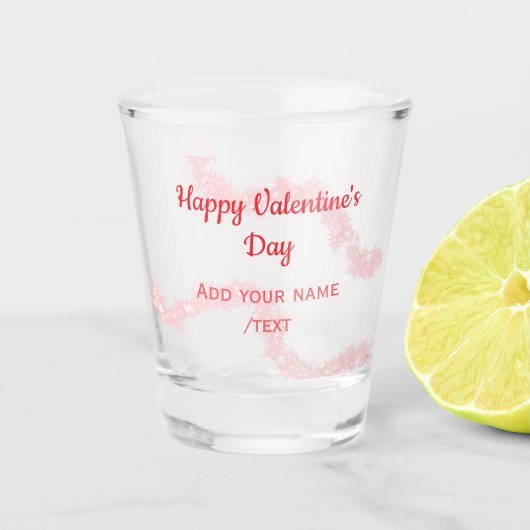 Red glitter lines happy Valentine's day spiral nam Shot Glas (Voorkant)