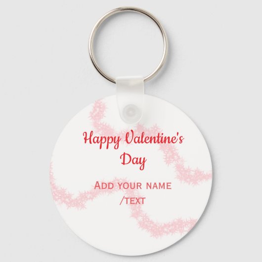 Red glitter lines happy Valentine's day spiral nam Sleutelhanger (Voorkant)