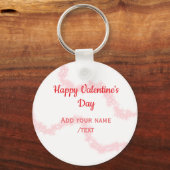 Red glitter lines happy Valentine's day spiral nam Sleutelhanger (Voorkant)