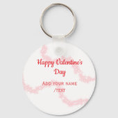 Red glitter lines happy Valentine's day spiral nam Sleutelhanger (Achterkant)
