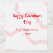 Red glitter lines happy Valentine's day spiral nam Wijn Etiket (Enkel label)