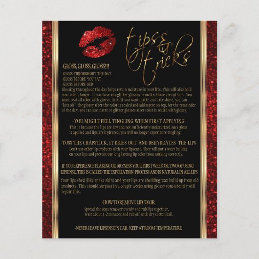 Red Glitter Lip 💋 Instructies voor zwart Flyer (Achterkant)