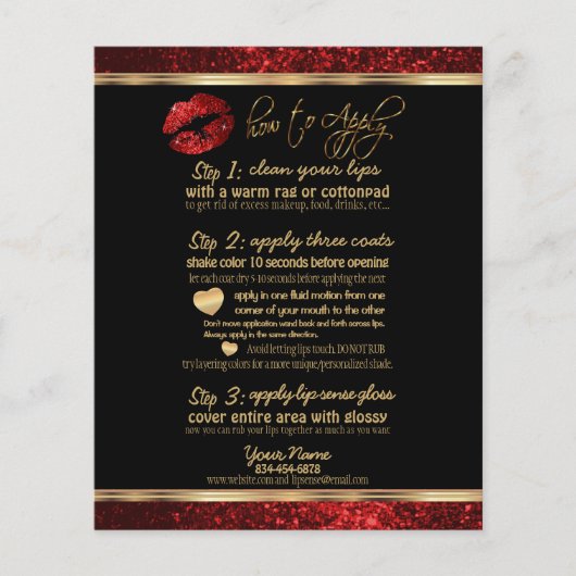Red Glitter Lip 💋 Instructies voor zwart Flyer (Voorkant)