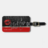 Red Glitter Lip 💋 Makeup Artist Bagagelabel (Voorkant horizontaal)