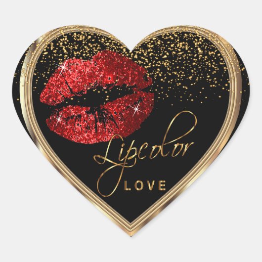 Red Glitter Lipcolor Love Hart Sticker (Voorkant)