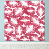 Red Glitter Lips #3 Canvas Afdruk (Insitu (Houten vloer))