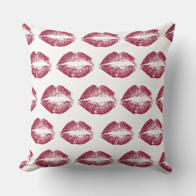 Red Glitter Lips #4 Kussen (Voorkant)
