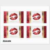 Red Glitter Lips and Elegant Gold Accents 2 Rechthoekige Sticker (Vel)
