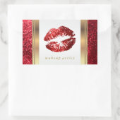 Red Glitter Lips and Elegant Gold Accents 2 Rechthoekige Sticker (Tas)