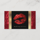 Red Glitter Lips en Elegant Gold Visitekaartje (Voorkant)