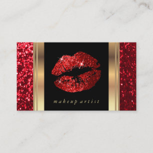 Red Glitter Lips en Elegant Gold Visitekaartje
