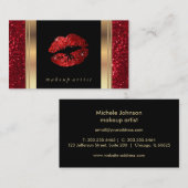 Red Glitter Lips en Elegant Gold Visitekaartje (Voorkant / Achterkant)