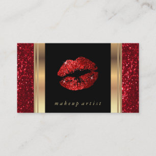 Red Glitter Lips en Elegant Gold Visitekaartje