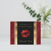 Red Glitter Lips - Hartelijk dank Briefkaart (Staand voorkant)