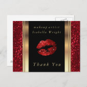 Red Glitter Lips - Hartelijk dank Briefkaart (Voorkant / Achterkant)