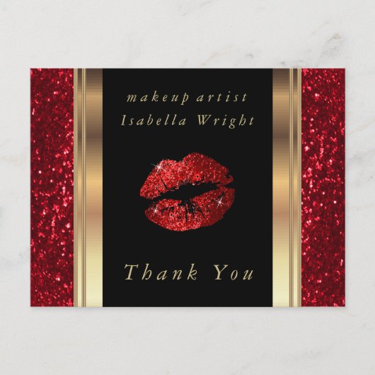 Red Glitter Lips - Hartelijk dank Briefkaart (Voorkant)