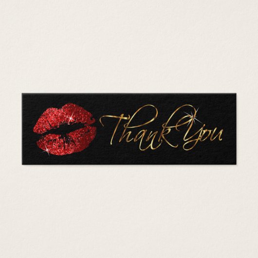 Red Glitter Lips - Hartelijk dank Mini Visitekaartjes (Voorkant)