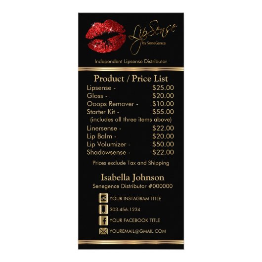 Red Glitter Lips - zwart - prijslijst Reclamekaart (Voorkant)