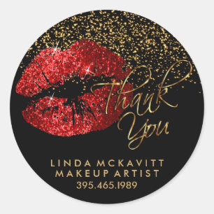 Red Glitter Lipstick - Dank u Ronde Sticker