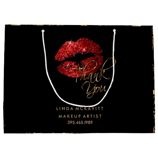 Red Glitter Lipstick en Gold Marble - Hartelijk da Large Cadeautasje (Achterkant)